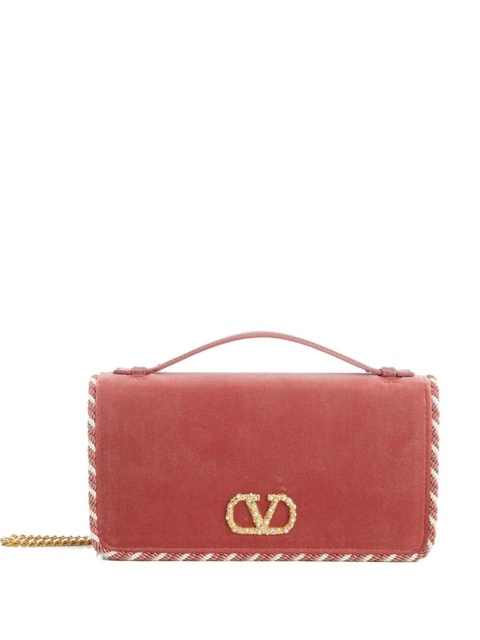 Valentino Garavani VLogo Signature velvet chain wallet - Pink - zdjęcie produktu nr 1