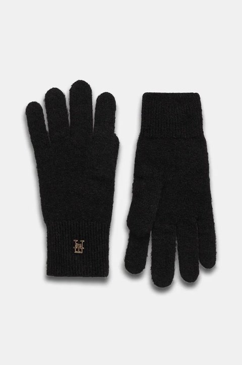 Tommy Hilfiger rękawiczki z wełną damskie kolor czarny AW0AW17798 - zdjęcie produktu nr 1