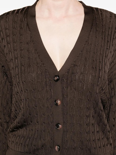 LOEWE cable-knit button cardigan - Brown - zdjęcie produktu nr 2
