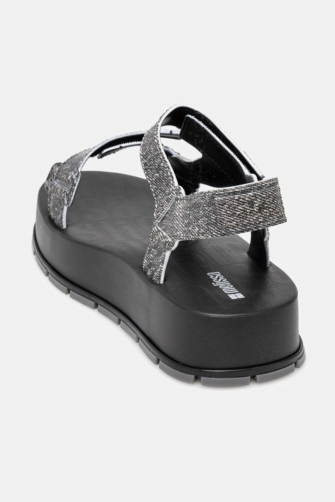 Melissa sandały FLOWING PLATFORM DENIM damskie kolor czarny na platformie M 36132 - zdjęcie produktu nr 2