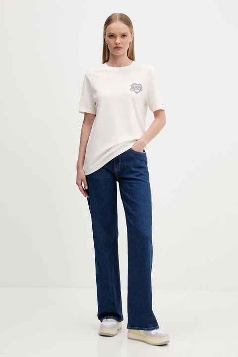 Tommy Jeans t-shirt bawełniany damski kolor beżowy DW0DW21524 - zdjęcie produktu nr 2