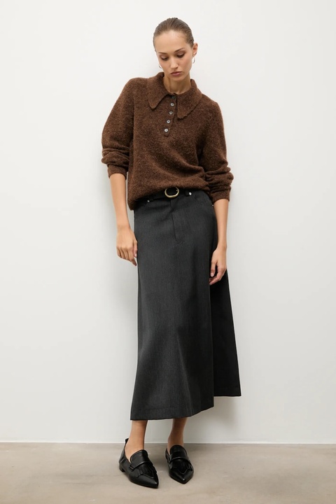 Answear.LAB mokasyny skórzane damskie kolor czarny na płaskim obcasie - zdjęcie produktu nr 2