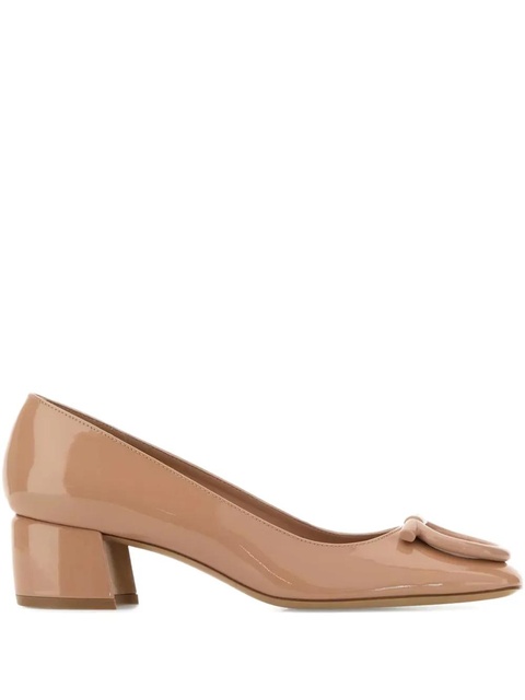 Ferragamo patent leather block-heel pumps - Neutrals - zdjęcie produktu nr 1