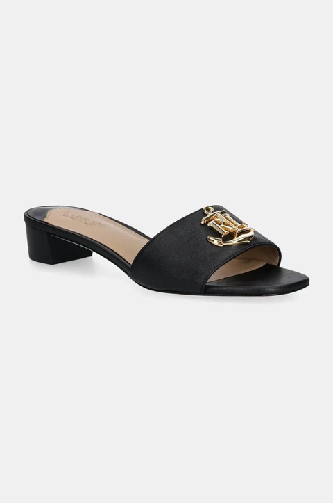 Lauren Ralph Lauren klapki skórzane Fay Logo II damskie kolor czarny na słupku 802959168001 - zdjęcie produktu nr 1