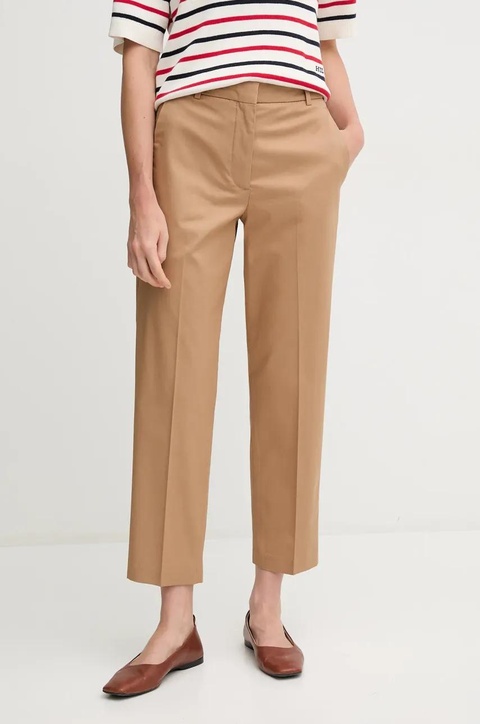 Tommy Hilfiger spodnie damskie kolor brązowy proste high waist WW0WW40504 - zdjęcie produktu nr 1