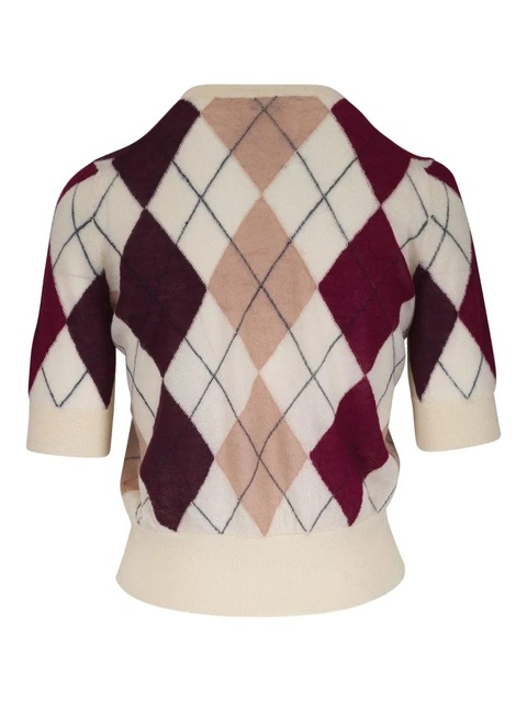 KHAITE argyle short-sleeve top - Neutrals - zdjęcie produktu nr 1