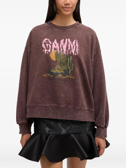 GANNI graphic-print sweatshirt - Brown - zdjęcie produktu nr 2