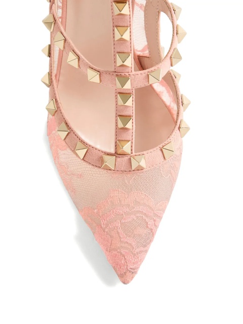 Valentino Garavani 100mm Rockstud lace stud pumps - Pink - zdjęcie produktu nr 2
