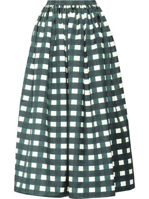 Prada gingham-print flared skirt - Green - zdjęcie produktu nr 1