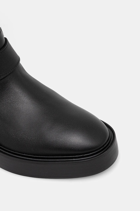 Calvin Klein kozaki skórzane CONCAVE WELT UKT BIKER PB damskie kolor czarny na płaskim obcasie YW0YW01972 - zdjęcie produktu nr 2