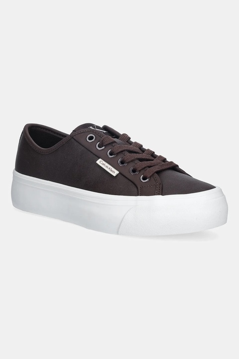 Calvin Klein sneakersy VULC FLATF LACE UP LTH CK damskie kolor brązowy YW0YW01932 - zdjęcie produktu nr 1