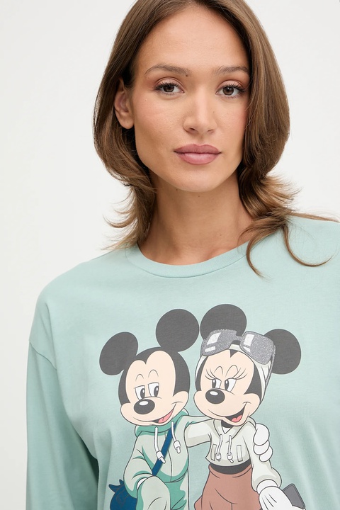 United Colors of Benetton piżama bawełniana damska kolor turkusowy bawełniana 30963P049 - zdjęcie produktu nr 2