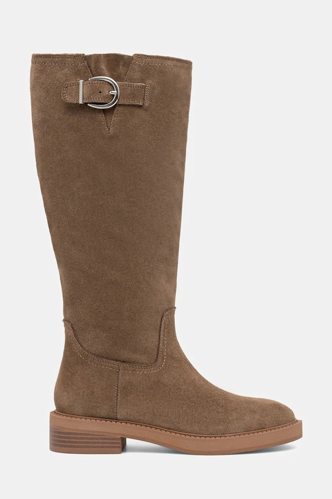 Steve Madden kozaki zamszowe La Rue damskie kolor beżowy na płaskim obcasie 11004871 - zdjęcie produktu nr 2