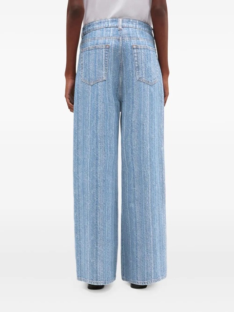 GANNI horizontal-pattern deconstructed jeans - Blue - zdjęcie produktu nr 2