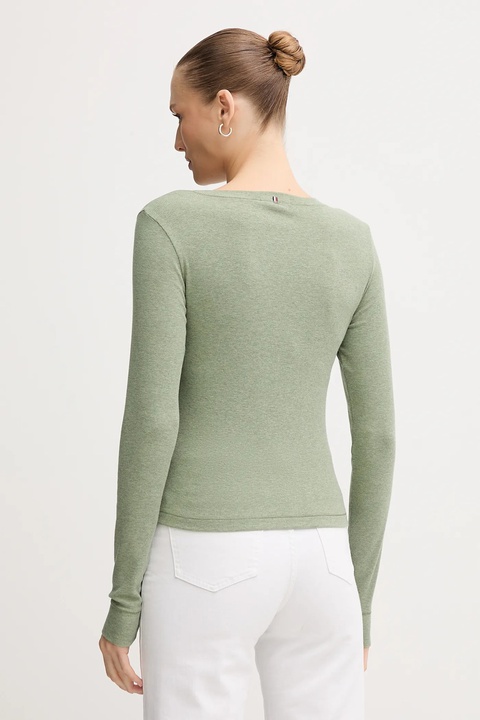 Tommy Hilfiger longsleeve kolor zielony UW0UW06066 - zdjęcie produktu nr 2