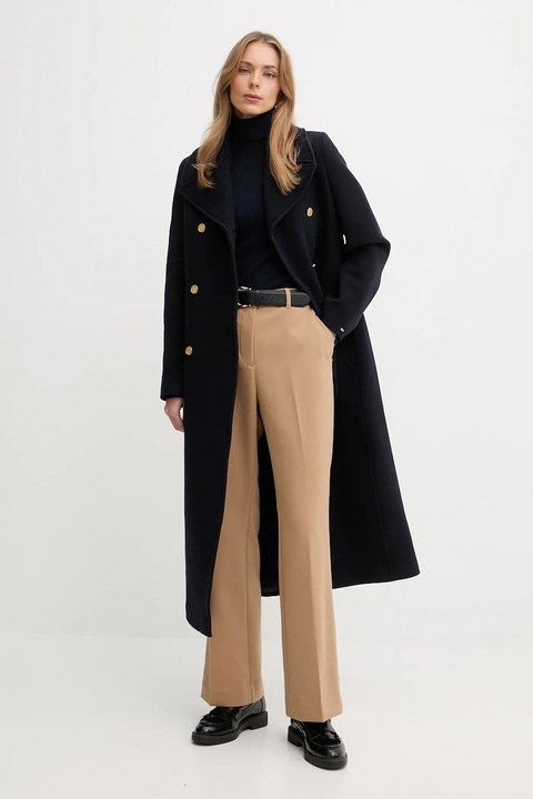 Tommy Hilfiger płaszcz z dodatkiem wełny kolor granatowy WW0WW48415 - zdjęcie produktu nr 2