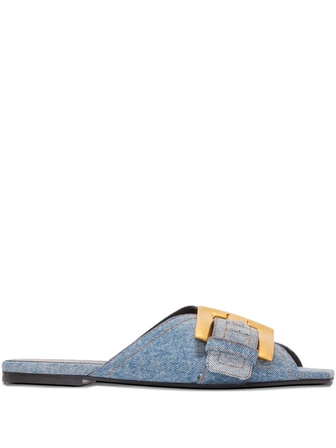 Balmain Anthem flat denim sandals - Blue - zdjęcie produktu nr 1