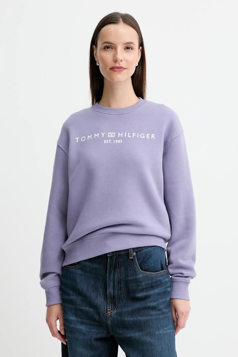 Tommy Hilfiger bluza damska kolor fioletowy z nadrukiem WW0WW39791 - zdjęcie produktu nr 1