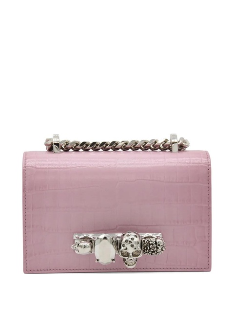 Alexander McQueen skull-embellished crocodile-effect leather shoulder bag - Pink - zdjęcie produktu nr 1