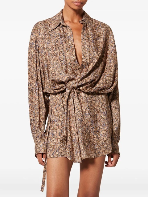 ISABEL MARANT Harmony floral tie mini dress - Brown - zdjęcie produktu nr 2