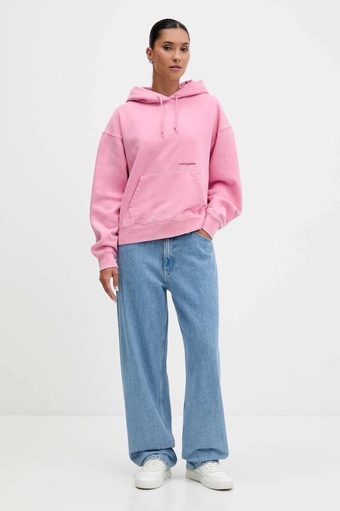 Tommy Jeans bluza damska kolor różowy z kapturem gładka DW0DW21609 - zdjęcie produktu nr 2