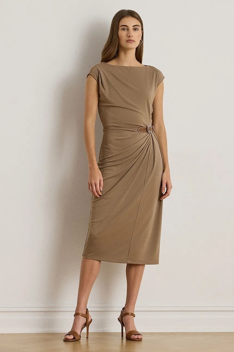 Lauren Ralph Lauren sukienka kolor brązowy midi dopasowana 200980221 - zdjęcie produktu nr 2