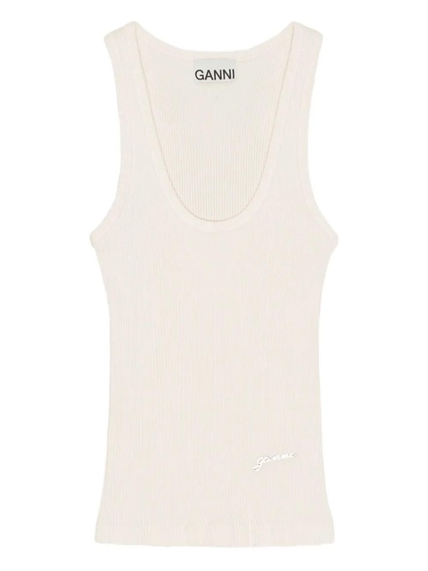 GANNI ribbed tank top - White - zdjęcie produktu nr 1