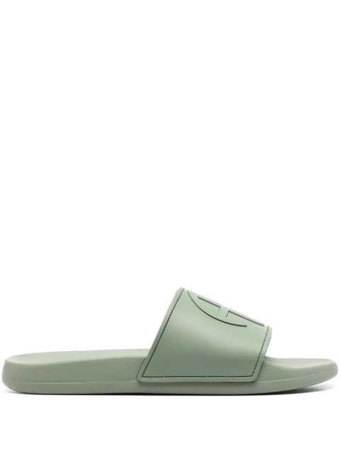 ANINE BING logo-embossed faux-leather slides - Green - zdjęcie produktu nr 1