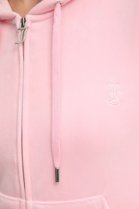 Juicy Couture bluza damska kolor różowy z kapturem gładka JCAP176 - zdjęcie produktu nr 2