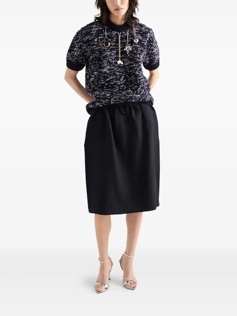 Prada bow-detailed frayed-edge midi skirt - Blue - zdjęcie produktu nr 2