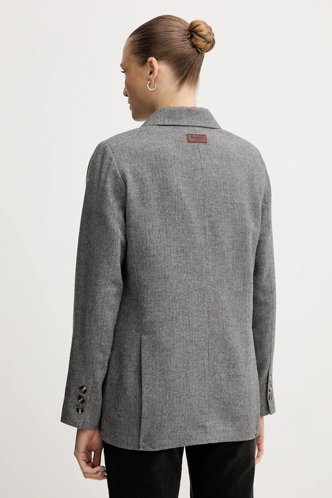 Pepe Jeans marynarka z domieszką wełny kolor szary dwurzędowa wzorzysta PL4024351 - zdjęcie produktu nr 2