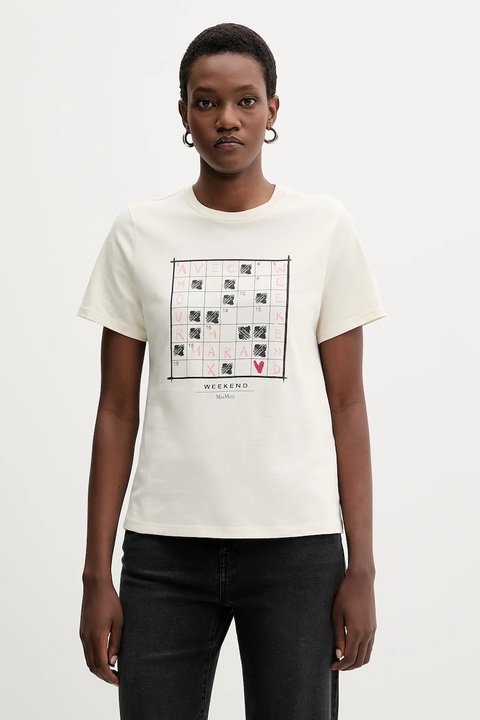 Weekend Max Mara t-shirt bawełniany CLOWN damski kolor beżowy 2525976012600 - zdjęcie produktu nr 1