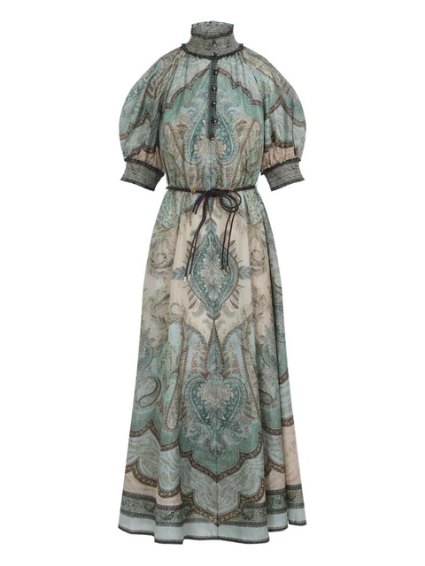 ZIMMERMANN high-neck paisley silk dress - Blue - zdjęcie produktu nr 1