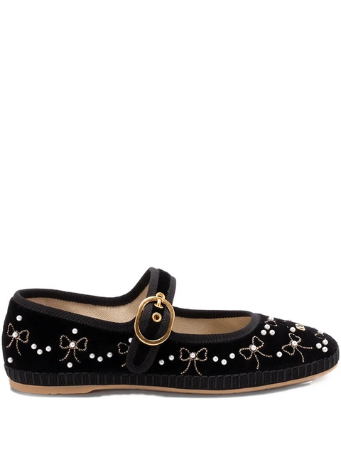 Valentino Garavani VLogo bow-embellished ballet flats - Black - zdjęcie produktu nr 1
