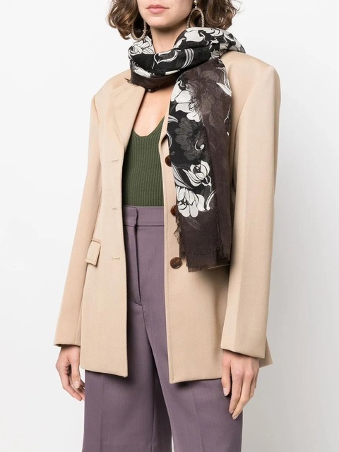 Valentino Garavani floral-print scarf - Brown - zdjęcie produktu nr 1