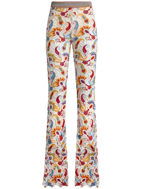 ETRO paisley-macramé flared trousers - White - zdjęcie produktu nr 1