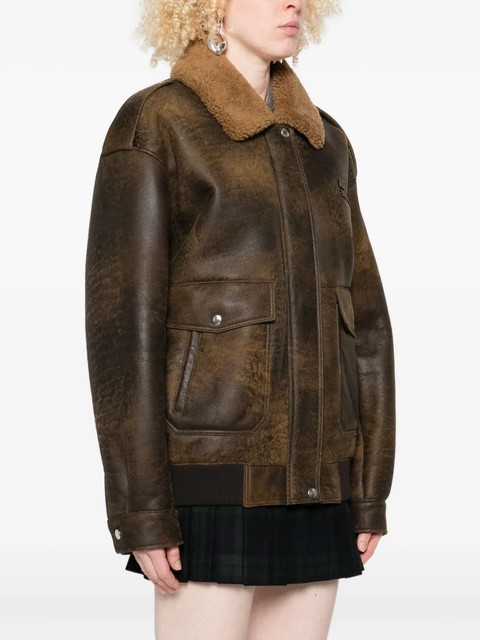 Miu Miu leather bomber jacket - Brown - zdjęcie produktu nr 2