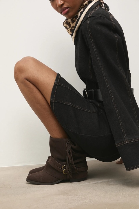 Answear.LAB botki zamszowe kolor brązowy na słupku - zdjęcie produktu nr 1