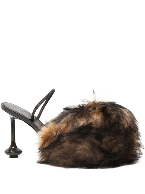 LOEWE 90mm braided-strap fur sandals - Brown - zdjęcie produktu nr 1