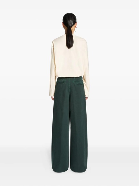 DRIES VAN NOTEN side-stripe denim trousers - Green - zdjęcie produktu nr 2