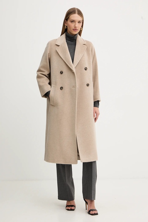 Weekend Max Mara płaszcz z dodatkiem wełny ZUFOLO kolor beżowy 2525016092600 - zdjęcie produktu nr 1