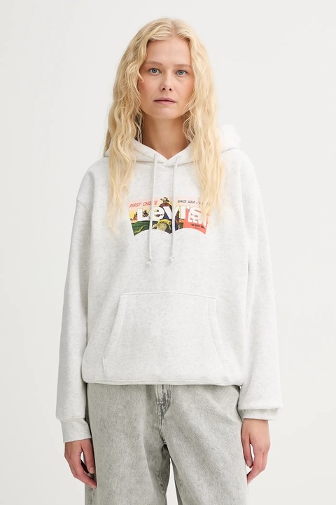 Levi's bluza damska kolor szary z kapturem wzorzysta A8801 - zdjęcie produktu nr 1