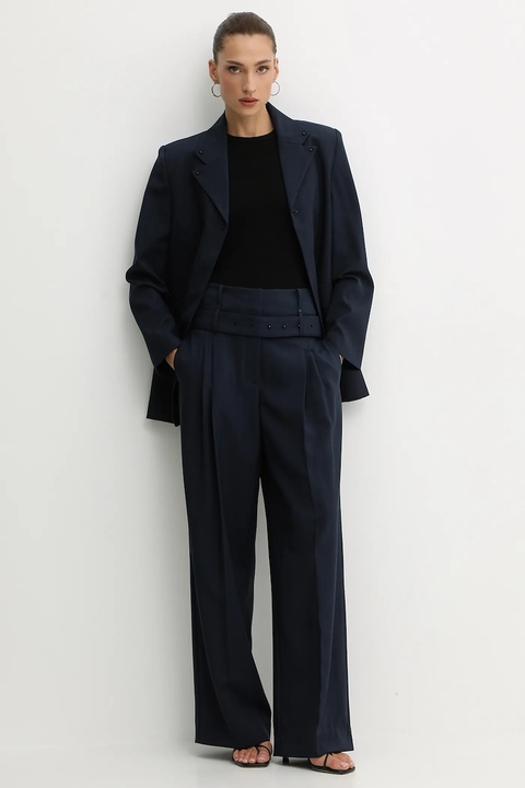 Stine Goya spodnie 0 damskie kolor granatowy szerokie high waist SG-AW25-P113-2435 - zdjęcie produktu nr 2