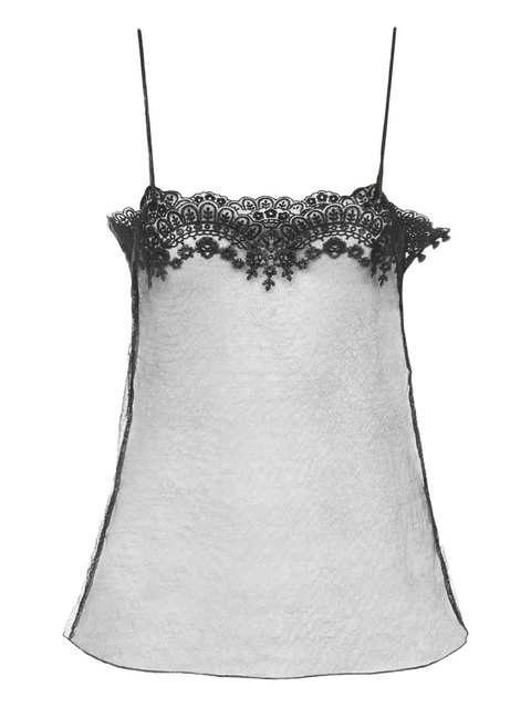 Chloé lace-trimmed mesh top - Black - zdjęcie produktu nr 1