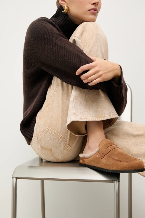 Answear.LAB klapki zamszowe damskie kolor brązowy - zdjęcie produktu nr 2