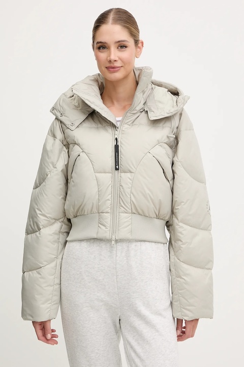 adidas by Stella McCartney kurtka ASMC Crop kolor beżowy zimowa oversize KA0645 - zdjęcie produktu nr 1