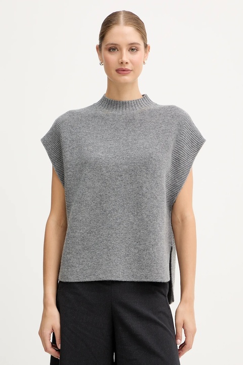 United Colors of Benetton kamizelka z dodatkiem wełny damski kolor szary z półgolfem 1244D10EF - zdjęcie produktu nr 1