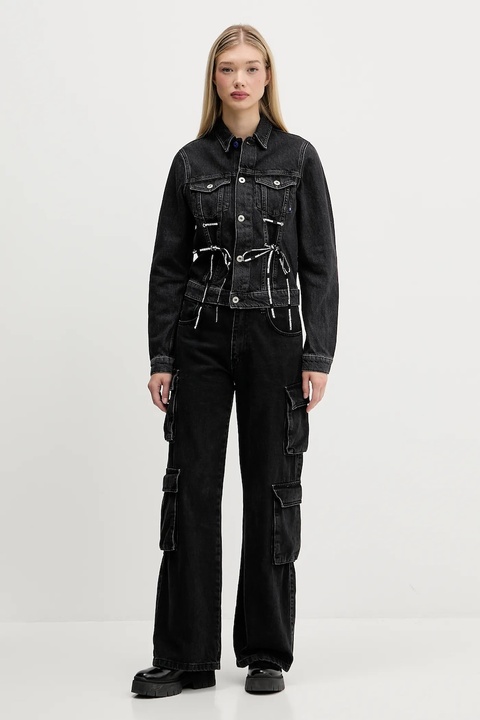 Karl Lagerfeld Jeans kurtka jeansowa kolor czarny przejściowa A4W14012 - zdjęcie produktu nr 2