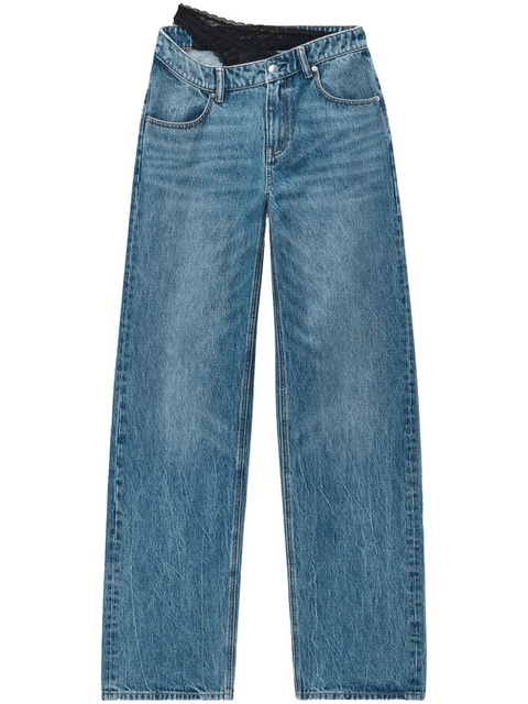 Alexander Wang asymmetrical waistband lace jeans - Blue - zdjęcie produktu nr 1