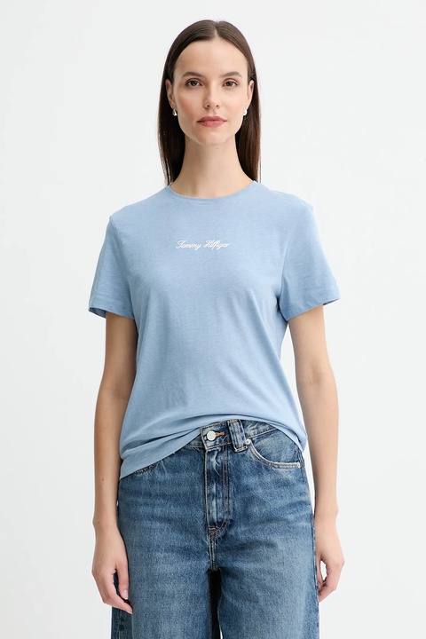 Tommy Hilfiger t-shirt bawełniany damski kolor niebieski WW0WW47460 - zdjęcie produktu nr 1